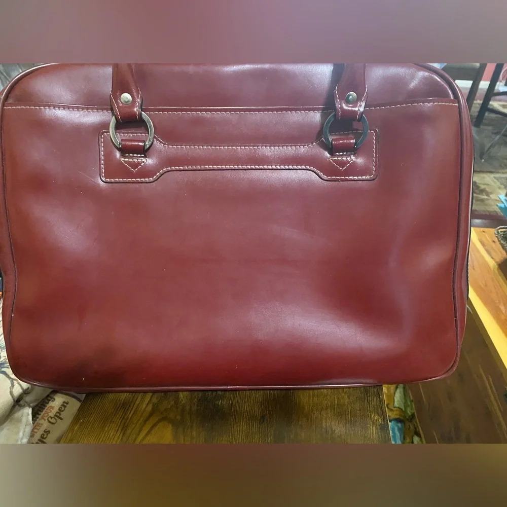 McKlein Briefcase laptop Computer Burgundy Leather Bag unisex